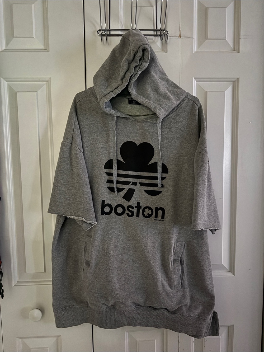 Gray Boston Graphic Crewneck Hoodie